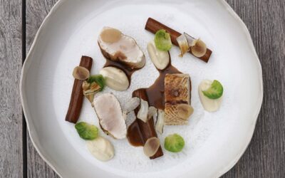 Whisky-infused, Rolled Dutch Yellowtail with Pickled Salsifis